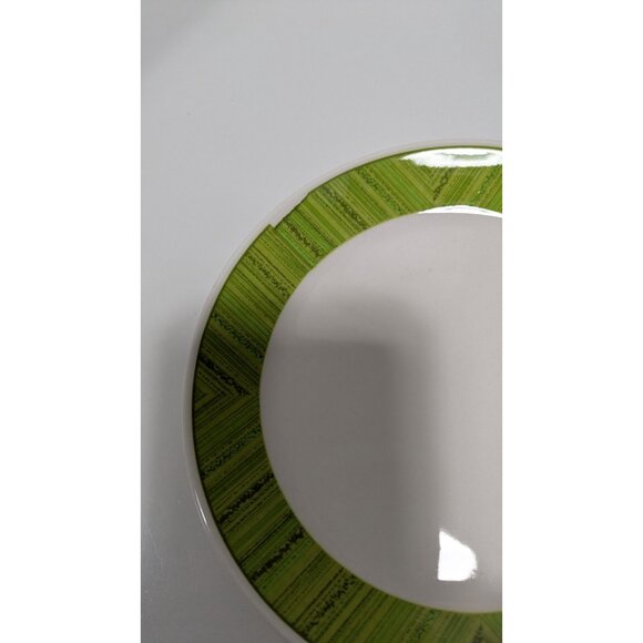 Syracuse China Syralite Plate With Green Geometric Rim - Picture 6 of 8